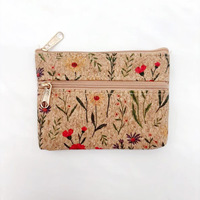 Mini Portable liège minorité imprimé porte-monnaie liège à la mode Vintage fermeture éclair rouge à lèvres Mini sac d'argent porte-carte portefeuille