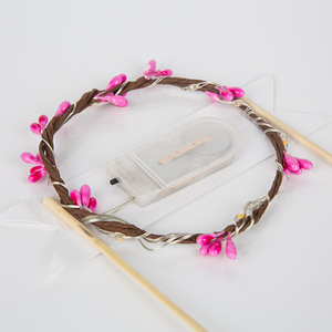 Cake Decor Vine Wreath Light Plug Romantic Forest Style Sweet Table Insert Birthday Happy Wreath Flag Plastic Handmade - Product Image 2
