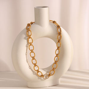 Dreamshow hecho a mano cadenas de moda collares joyería gruesa circón declaración chapado en oro collar de acero inoxidable - Product Image 6