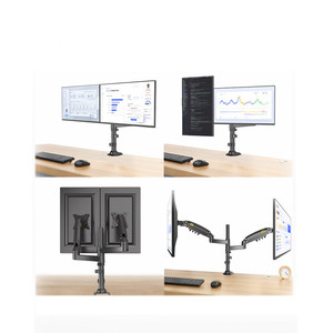 Support de moniteur vertical double Zeno avec pince de fixation pour bureau, support de moniteur d'ordinateur, montage sur poteau VESA DW120-T - Product Image 5