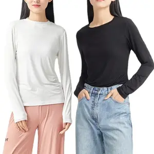 Оптовая продажа 2023, японская шелковая нижняя рубашка Youke, Женская Модальная тонкая водолазка с длинным рукавом и принтом на заказ