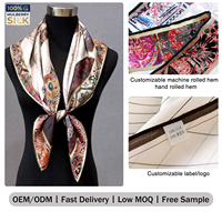 Foulard carré en soie de mûrier 6A, motif illustration de style courtois vintage noble, faible MOQ, échantillonnage rapide en 7 jours, foulard en soie de luxe pour femme