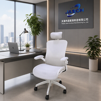 Chaise de bureau ergonomique moderne en maille avec appui-tête réglable, rotation à 360 degrés, dossier croisé et soutien multifonctionnel