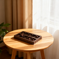 Plateau en plastique rectangulaire personnalisé en PP brun à 10 compartiments pour biscuits au chocolat, épaisseur 0,3 mm, pour l'emballage alimentaire, résistant à la chaleur