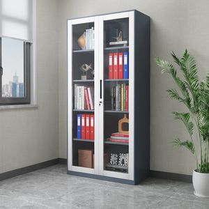 Steel Office Filing <b>Cabinet</b> Glass Door <b>Storage</b> <b>Cabinet</b> <b>Lockable</b> Metal Document Organizer for Office Building - Product Image 1