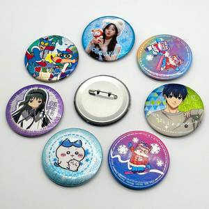 Badges promotionnels d'usine en métal pressé, badges OEM, badges bouton ronds vierges en fer blanc avec logo imprimé sur mesure - Product Image 1