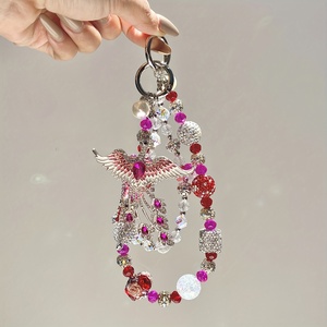 Chaîne de téléphone de luxe Phénix, lanière perlée rose motif <span class=keywords><strong>oiseau</strong></span>, breloque de sac Paon, bijou fait main, cadeau pour femme - Product Image 3