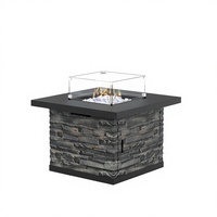 Table de foyer extérieur en acier inoxydable au propane pour terrasse et jardin avec chauffage BTU55000