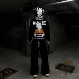 <span class=keywords><strong>Sweat</strong></span> à <span class=keywords><strong>capuche</strong></span> avec impression personnalisée et vieilli avec logo personnalisé Streetwear <span class=keywords><strong>Sweat</strong></span>-shirt à manches longues coupe Boxy ourlet brut recadrée double couche - Product Image 5