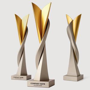 Custom Twisted Metal <b>Trophy</b> Set Gold/Silver Spiral Design Crystal Label Finish Durable Award for Corporate Events Sports - Product Image 3