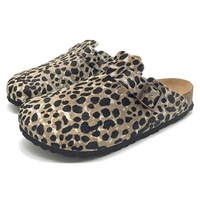 Sandales compensées rétro pour femmes, style Birkenstock, à enfiler, motif léopard en crin de cheval, boucles métalliques, soutien de la voûte plantaire, antidérapantes, vente en gros