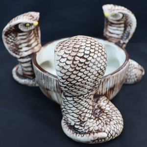 Supporto personalizzazione Barware ceramica tema animale carino condivisione ciotole Decorative 3 teste di serpente porcellana comune Tiki ciotola - Product Image 2