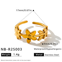 Cincin Terbuka Geometris Baja Tahan Karat Fashion Terlaris Wanita Desain Bunga Tidak Beraturan Gaya Niche Tidak Luntur