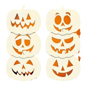 Nouvelles décorations en bois pour Halloween, y compris des planches à colorier DIY en forme de citrouille et des outils de dessin pour enfants. - Product Image 1