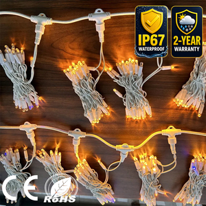 Luces LED de Cortina con Conector en T, IP44, Cable Blanco, Brillo Cálido, Extensibles, para Interiores/Exteriores, Decoración de Navidad, Bodas, Jardín, Regulables - Product Image 1