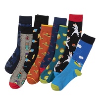 Chaussettes pour hommes à motifs originaux, chaussettes amusantes avec des motifs d'animaux et de fruits, chaussettes décontractées américaines, vente en gros