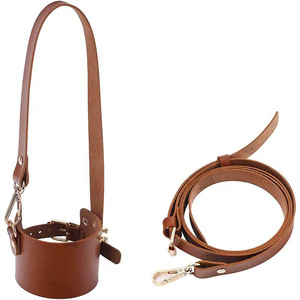 Funda de cuero ajustable para taza de café, leche o té, para llevar al aire libre, con doble cuerda, directo de fábrica. - Product Image 1