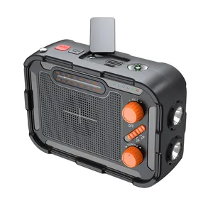 Raynic-Radio portátil de emergencia AM/FM, lámpara de lectura con linterna y brújula, alerta meteorológica, 5000 Solar