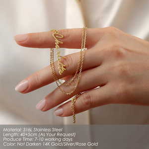 EManco NEW Stainless Steel nome personalizzato lettera ciondolo collana lettera gioielli placcato oro per regalo di compleanno maschio femmina - Product Image 6