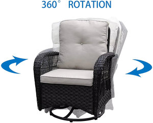 Nouveau style de mobilier d'extérieur moderne pivotant Ensembles de chaises en osier pour patio <span class=keywords><strong>Ensemble</strong></span> de salon en rotin pour meubles de jardin - Product Image 2