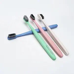Plant degradable synthetic wheat straw and plastic toothbrush with imprint logo