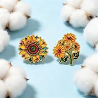 En gros : Broches en métal à motif de dessin animé, Broches tournesol mignonnes, Badges imprimés UV adorables, Broches créatives et tendance pour vêtements, Accessoires pour sacs