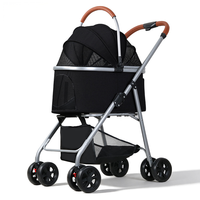 Chariot de transport amovible pour animaux de compagnie d'extérieur, multi-fenêtres, ventilation, pliage en une étape, pour chats et petits chiens, poussette pour chat