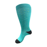 Chaussettes de compression sportives noires antidérapantes en fibre de bambou tricotées, taille haute, 15-20 mmHg, grande taille, pour le printemps, design de mode personnalisé