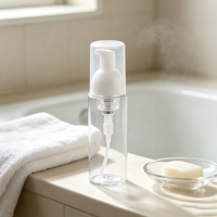 Flacon pompe en mousse vide personnalisé en forme de cylindre 80 ml PET+PP pour nettoyant visage, perruques, crème à raser et distributeur de savon moussant