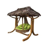 Fauteuil suspendu de luxe pour l'extérieur, balançoire de patio en bois massif, siège pour 2 personnes, coussin imperméable, panier suspendu, mobilier d'extérieur