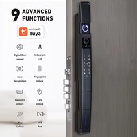 Serrure de porte numérique intelligente WiFi Tuya avec reconnaissance faciale, application, interphone et contrôle en alliage d'aluminium