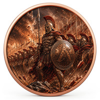 Pièce de monnaie en cuivre pur 999 de 5 oz, série Spartan, couleur haute définition, UV intense, édition collector 3D