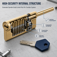 Cylindre de serrure de porte cylindrique en laiton ignifuge durable EN, avec entraxe de 50/60/70/80 mm