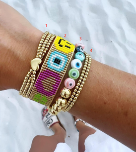Pulsera <span class=keywords><strong>de</strong></span> Cobre con Ojo Turco y Corazón, Bañada en Oro <span class=keywords><strong>de</strong></span> 18k, Diseño <span class=keywords><strong>de</strong></span> Estrella y Sonrisa, Hecha a Mano, Set <span class=keywords><strong>de</strong></span> Pulseras Miyuki al por Mayor - Product Image 3
