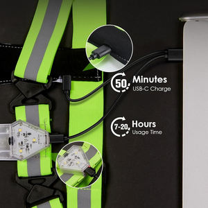 เข็มขัดขี่จักรยานสะท้อนแสงปรับได้เพื่อความปลอดภัยปรับได้เสื้อกั๊กสะท้อนแสง USB แบบชาร์จไฟได้อุปกรณ์สำหรับวิ่ง - Product Image 6