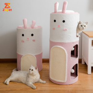 Colonne d'escalade pour chat <span class=keywords><strong>double</strong></span> couche intégrée moderne, arbre universel quatre saisons avec nid, maison fermée pour chat, quatre accessoires, carton chaud - Product Image 1