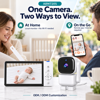 Babyphone avec détection des pleurs et des mouvements, audio bidirectionnel, partage familial et vision nocturne infrarouge pour la surveillance de la nurserie ABM720S