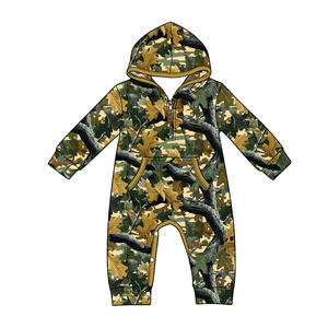 Combinaison à manches longues pour bébé et enfant, imprimé camouflage vert, modèle LR3030, vente en gros, ensemble sweat à capuche pour garçon. - Product Image 4