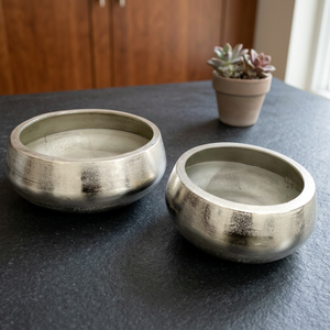 Bol à fleurs en aluminium chromé, pot décoratif, vase en métal, centre de table minimaliste, événement de mariage, écologique - Product Image 3