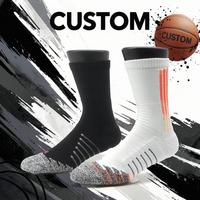 Chaussettes de sport personnalisées avec semelle en tissu éponge, respirantes, mi-mollet, logo brodé jacquard, chaussettes de basketball Pro Elite