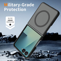 Étui de téléphone Samsung Galaxy Z Flip 7 8 de haute qualité, protecteur, mat, magnétique, antichoc, souple, pivotant, en PC dur et TPU, anti-traces de doigts