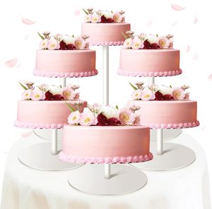 Set di Alzatine per Torte in Acrilico Bianco a 6 Livelli, Diametro Disco 8-14 Pollici, Alzatine Alte per Torte, Perfette per Matrimoni, Baby Shower, Tavolo Dessert - Product Image 1