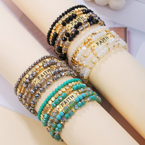 Fashion Charm <b>Bracelets</b> Multi Layered Beaded Elastic Rope Jewelry Women's Gift <b>Crystal</b> Bohemian Style SY0808 1SY0811 1 - Product Image 1