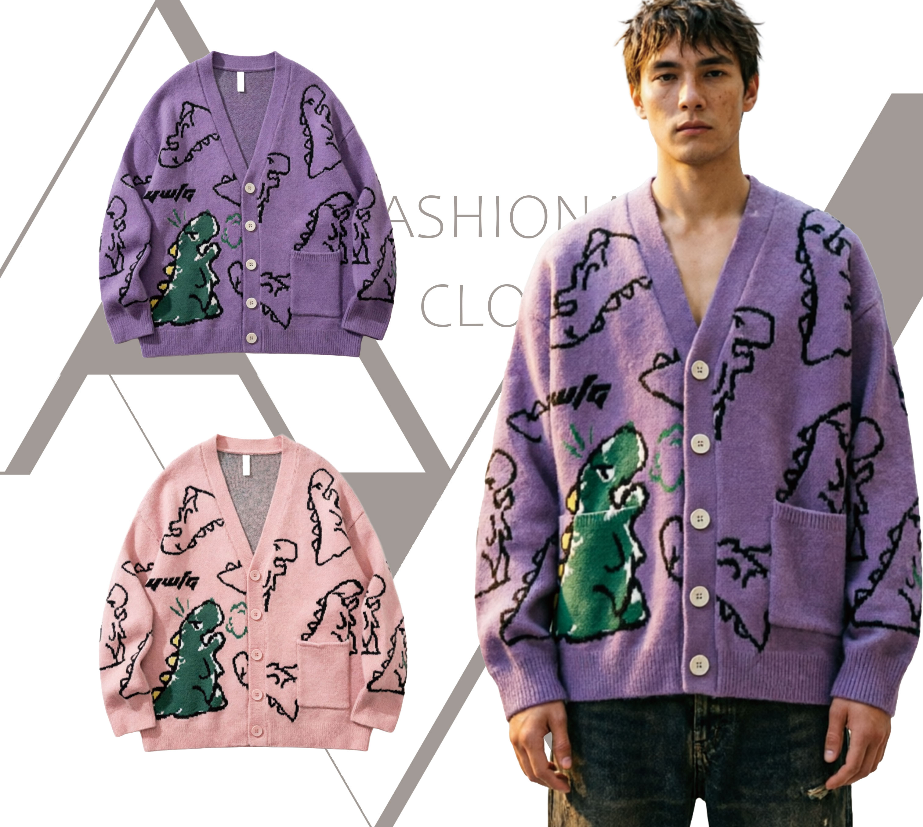 Fashion Winter Men's Sweaters V Neck Long Sleeve Single Breasted Knitted Cardigan Sweater Unisex Accept Custom