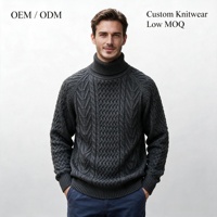 Pull col roulé en maille torsadée pour homme, manches longues, coupe classique, collection automne-hiver, tricot, OEM ODM, vente en gros