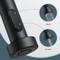 Robinet de cuisine commercial CUPC NSF à double bec, noir mat, avec douchette extractible à ressort, pour remplissage de casseroles, eau chaude et froide, pour usage hôtelier