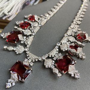 Tùy chỉnh thiết kế thời trang bộ đồ trang sức màu đỏ <span class=keywords><strong>ruby</strong></span> Zirconia Bridal Vòng cổ bông tai trang sức Set - Product Image 4