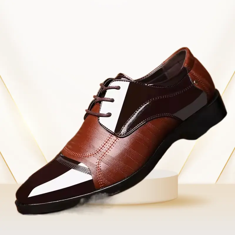 حذاء أكسفورد رجالي رسمي من جلد البولي يوريثان حذاء حفلات زفاف رجالي