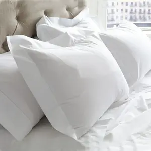 Collection d'hôtels Literie blanche en coton Draps de lit Queen Oreiller avec taie d'oreiller