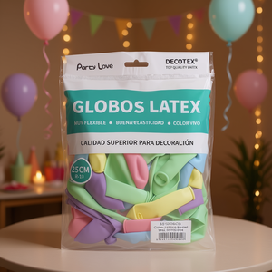 Globos de Látex Party Love de 25 cm, Surtidos en Colores Pastel R10 para Decoraciones Festivas - Product Image 2
